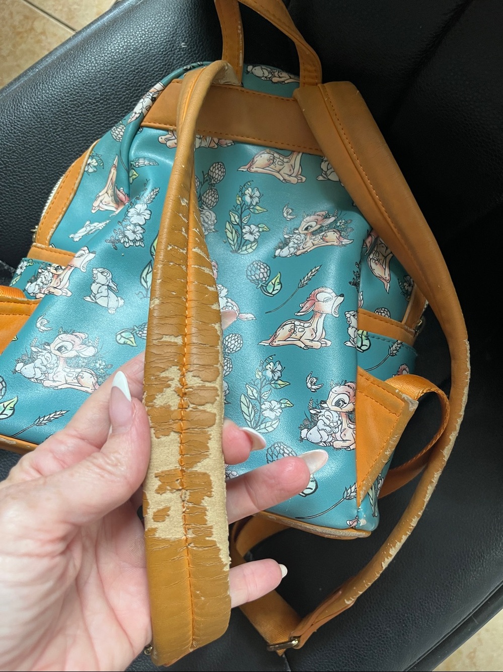 Disney Loungefly Teal Bambi & Thumper Floral Mini Backpack - Picture 9 of 13